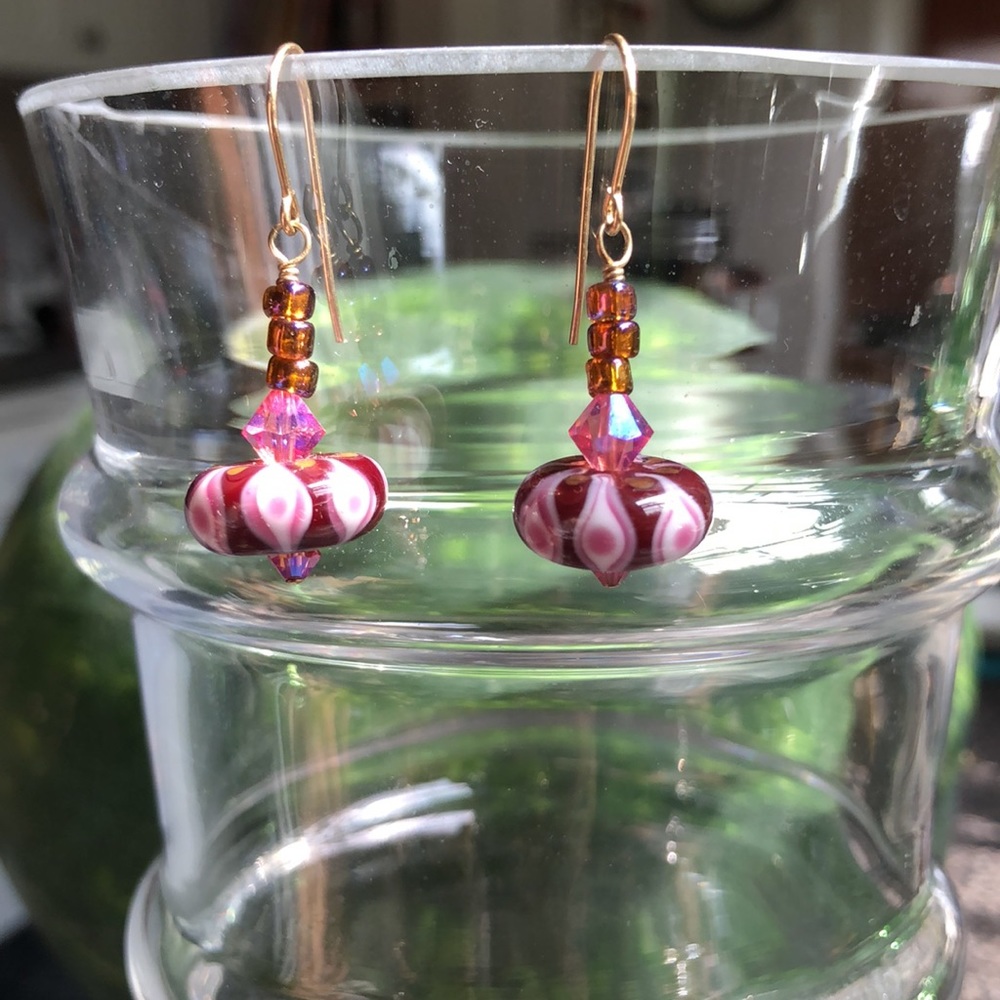 Swarovski and Las Vegas lamp work beaded earrings